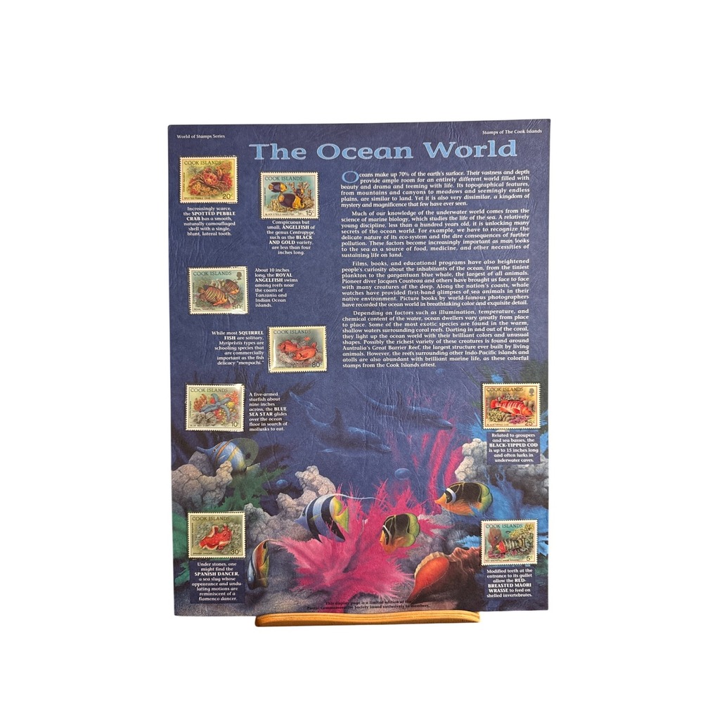 Cook Islands Ocean World Stamps Display Page Postal Commemorative Society Marine